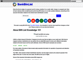 Bankbinlist Com At Wi Credit Card Bin List Checker Lookup Bank Id Number Search