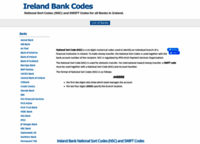Irelandbankcodes.com thumbnail