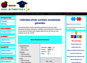 Whole-numbers-worksheets.basic-mathematics.com thumbnail