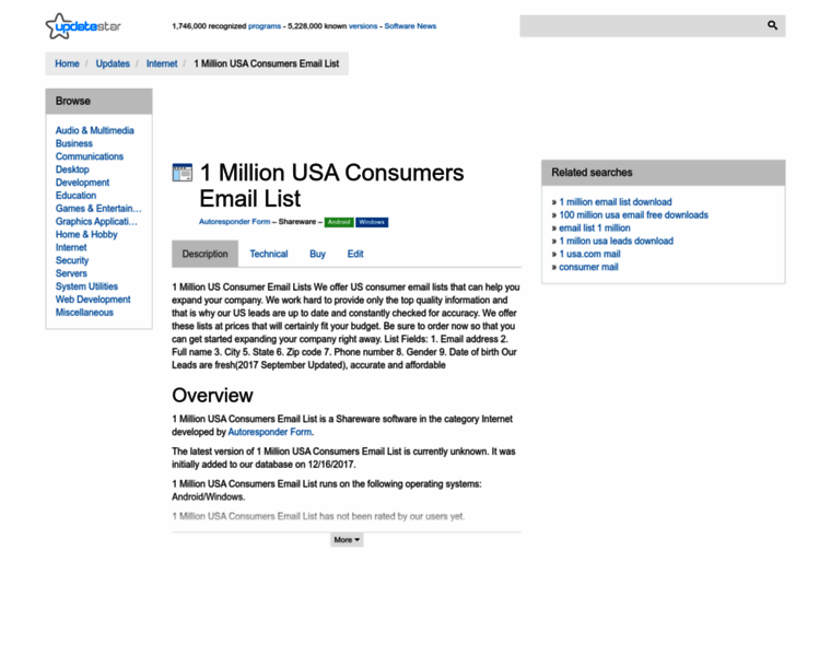 1-million-usa-consumers-email-list.updatestar.com thumbnail