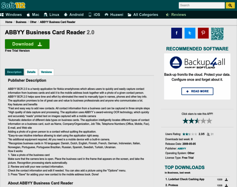 Abbyy-business-card-reader.soft112.com thumbnail