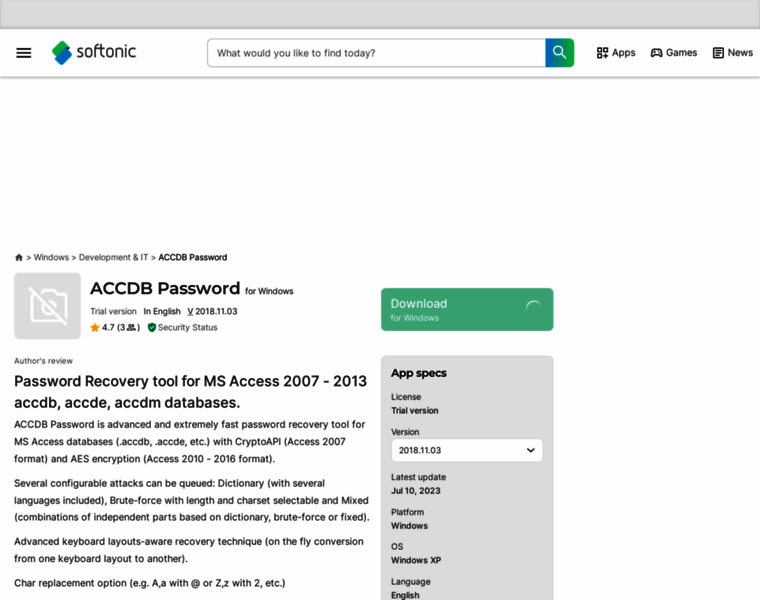Accdb-password.en.softonic.com thumbnail
