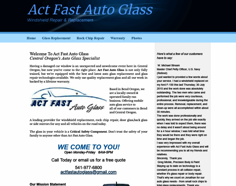 Actfastautoglass.com thumbnail