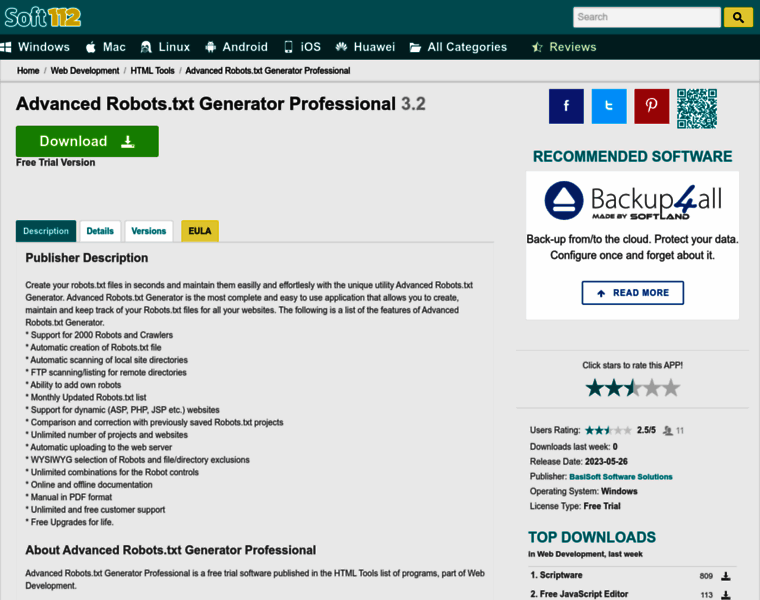 Advanced-robots-txt-generator-professional.soft112.com thumbnail