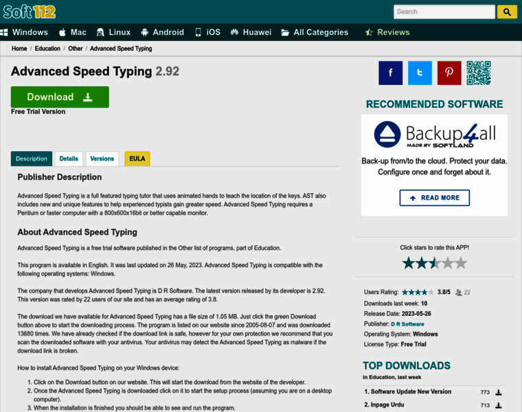 Advanced-speed-typing.soft112.com thumbnail