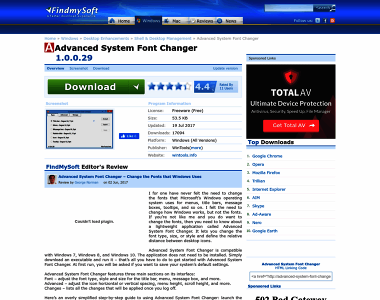 Advanced-system-font-changer.findmysoft.com thumbnail