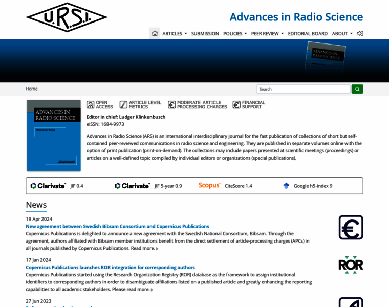Advances-in-radio-science.net thumbnail