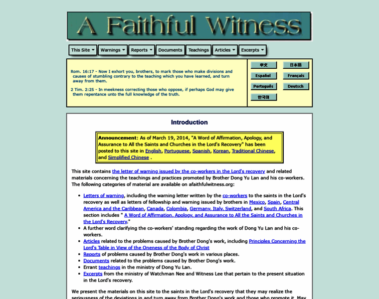 Afaithfulwitness.org thumbnail