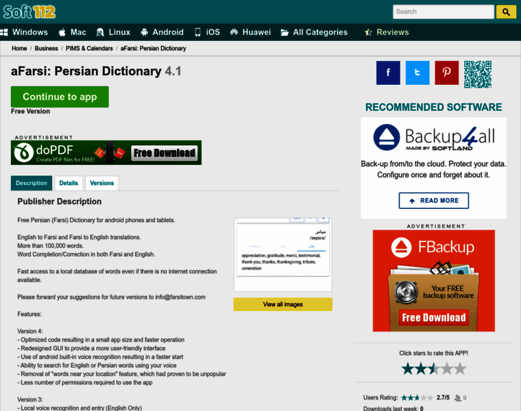 Afarsi-persian-dictionary.soft112.com thumbnail