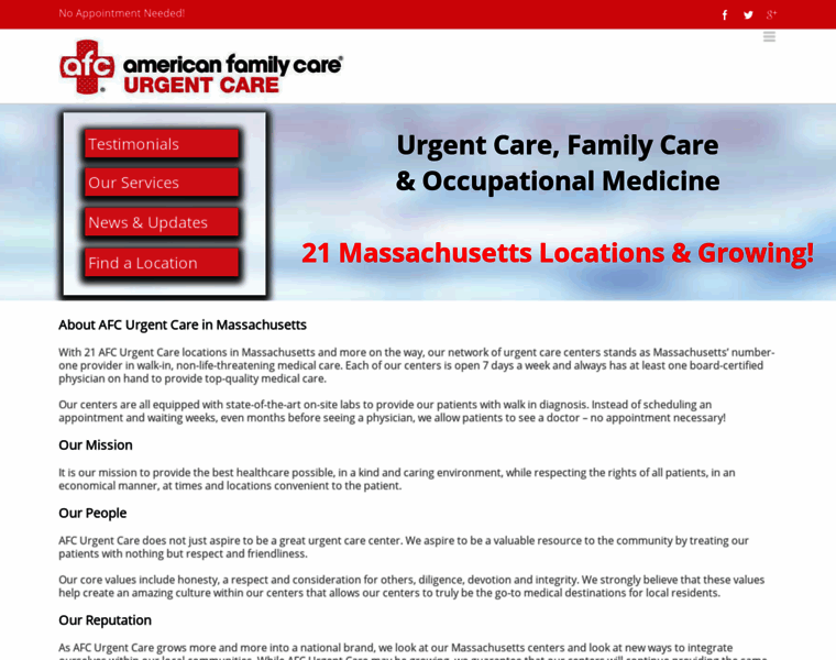 Afcurgentcareboston.com thumbnail