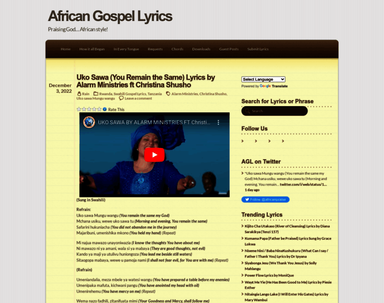 Africangospellyrics.com thumbnail