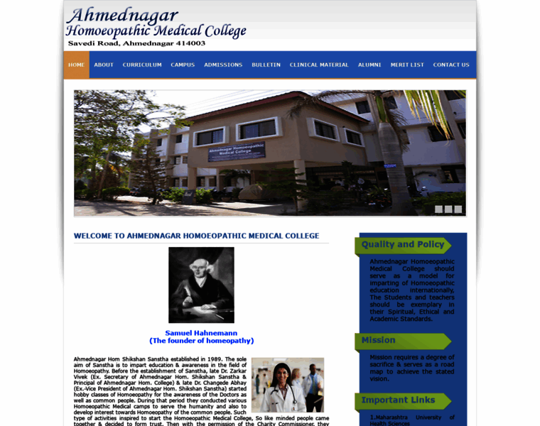 Ahmednagarhomoeopathicmedicalcollege.org thumbnail