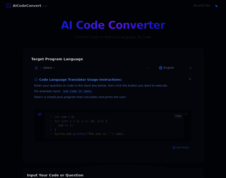 Aicodeconvert.com thumbnail