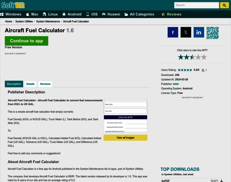 Aircraft-fuel-calculator.soft112.com thumbnail