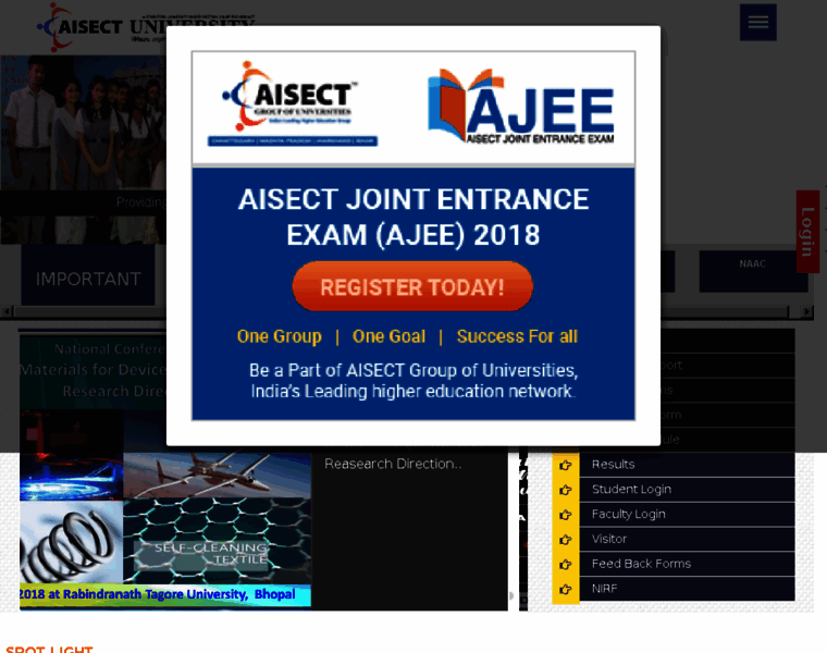 Aisectuniversity.ac.in thumbnail
