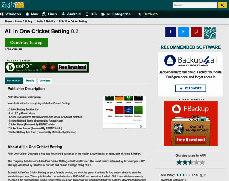 All-in-one-cricket-betting.soft112.com thumbnail