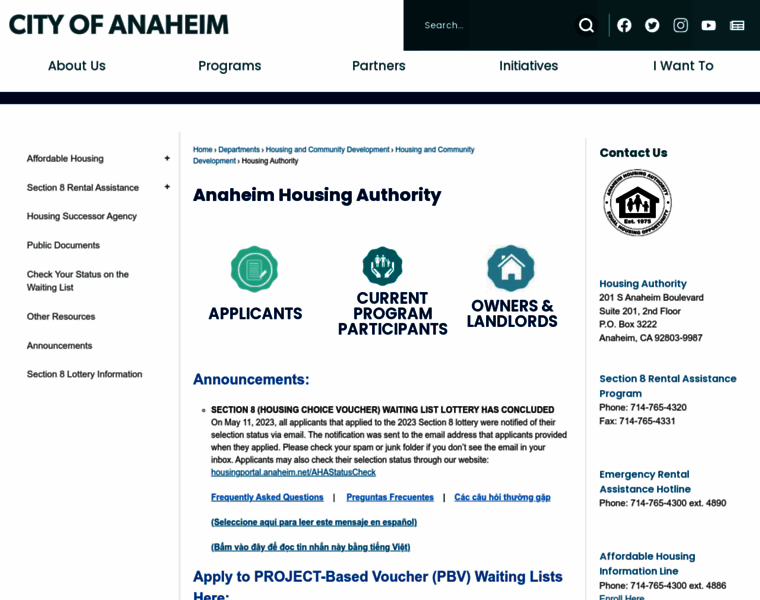Anaheimhousingprograms.com thumbnail