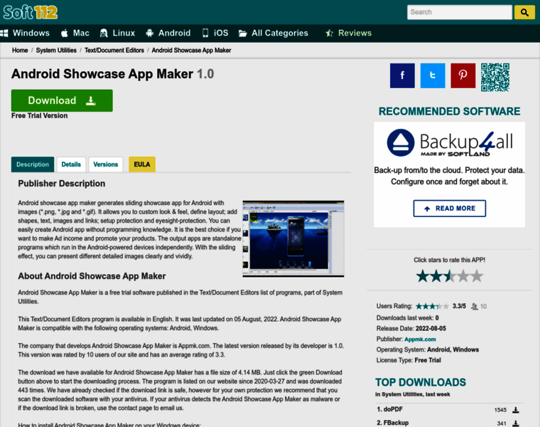 Android-showcase-app-maker.soft112.com thumbnail