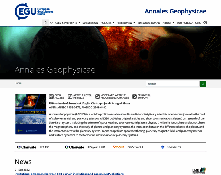 Annales-geophysicae.net thumbnail