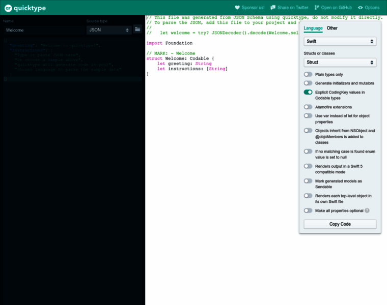 App.quicktype.io thumbnail App.quicktype.io thumbnail