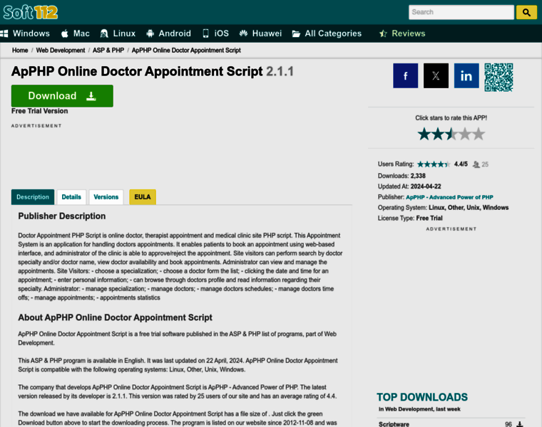 Apphp-online-doctor-appointment-script.soft112.com thumbnail