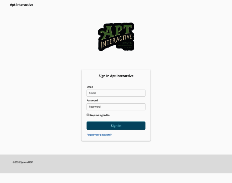 aptinteractive.syncromsp.com at WI. Syncro Login | Apt Interactive