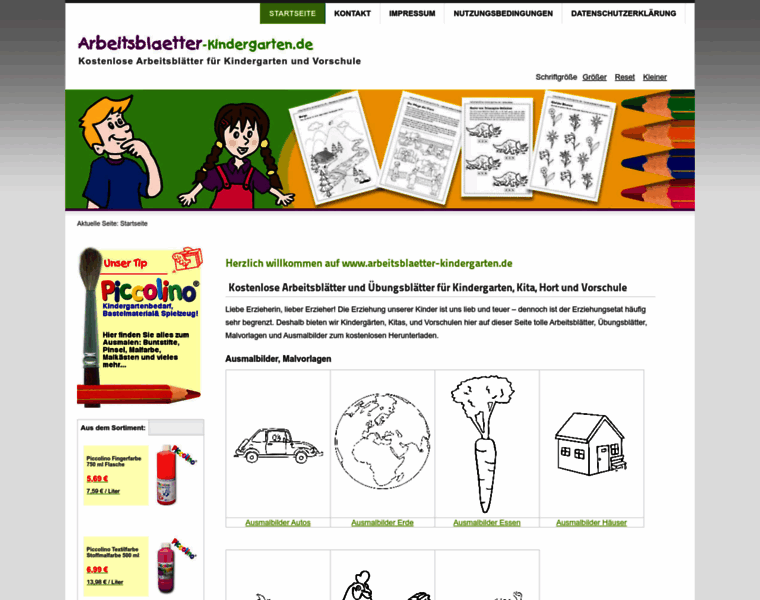 Arbeitsblaetter-kindergarten.de thumbnail
