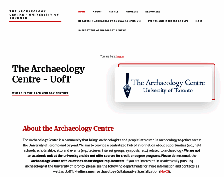 archaeology.utoronto.ca at WI. The Archaeology Centre – University of ...