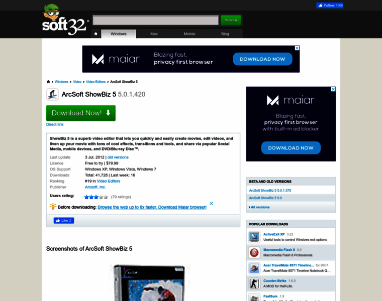 Arcsoft-showbiz.soft32.com thumbnail