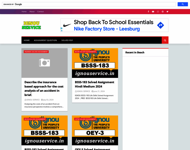 Assignment.ignouservice.in thumbnail