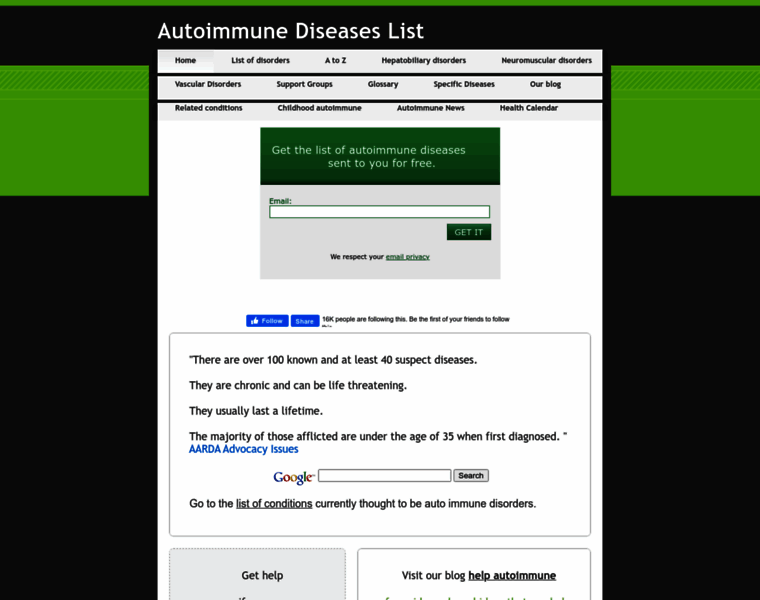 Autoimmunediseaselist.com thumbnail