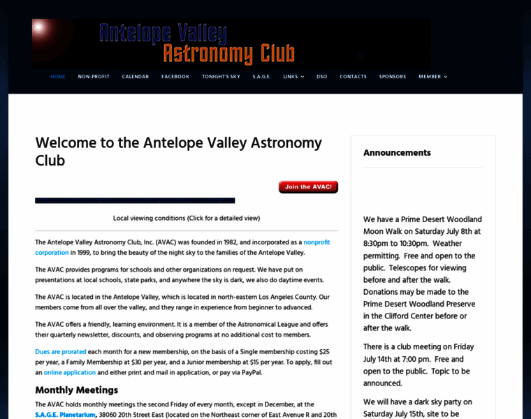 Avastronomyclub.org thumbnail