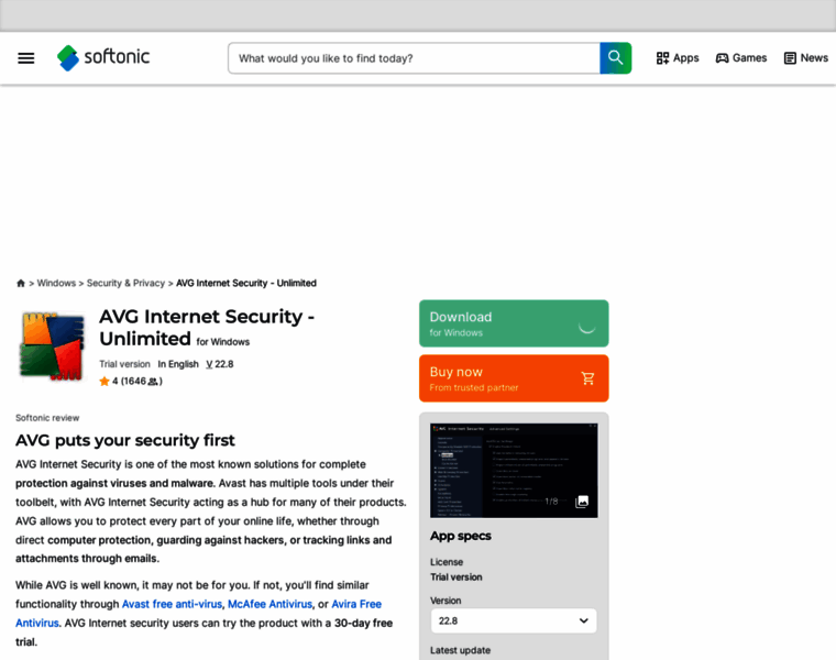 Avg-internet-security.en.softonic.com thumbnail