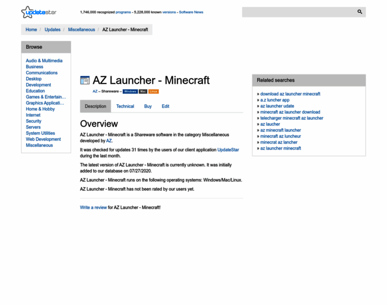 Az-launcher-minecraft.updatestar.com thumbnail