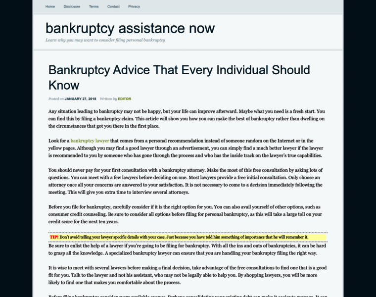 Bankruptcyassistancenow.com thumbnail