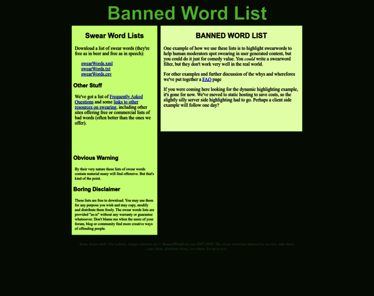 Bannedwordlist.com thumbnail