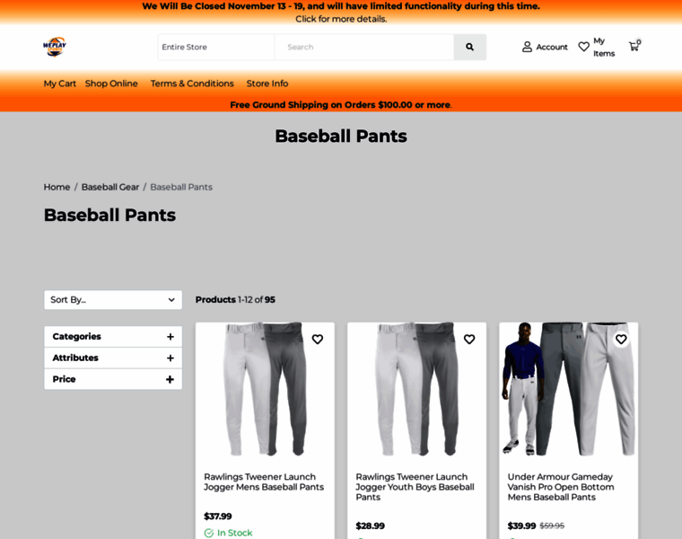 Baseballpants.weplaysports.com thumbnail