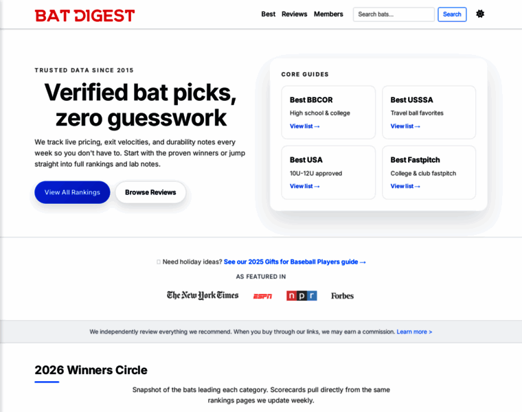 batdigest.com at WI. Bat Digest - The Industry Standard for Bat Performance