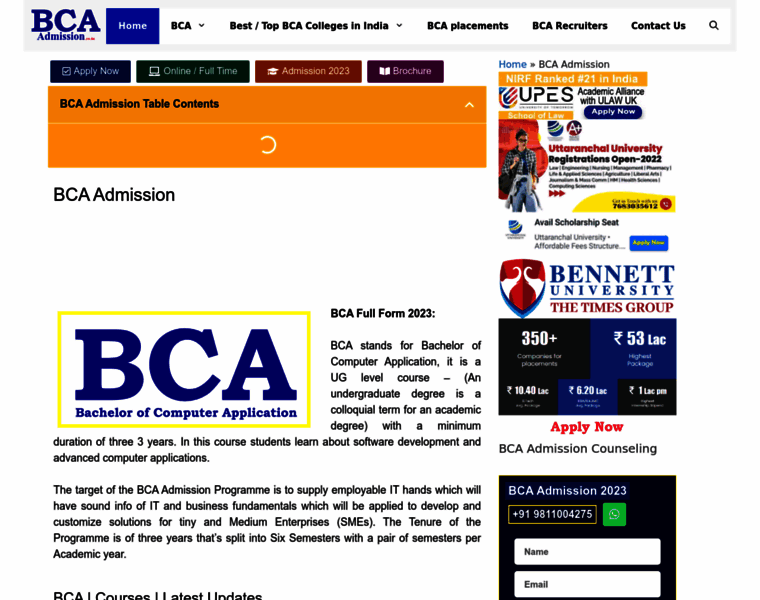 Bcaadmission.co.in thumbnail