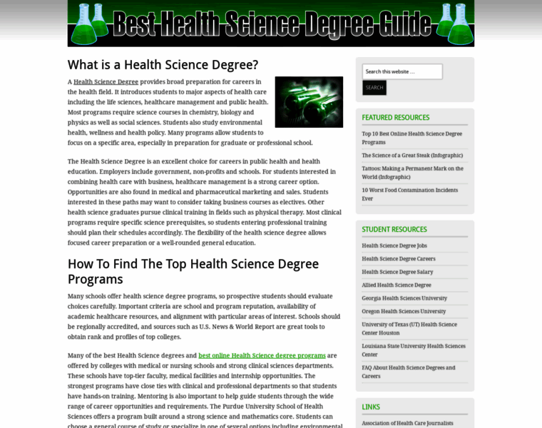 Besthealthsciencedegree.com thumbnail
