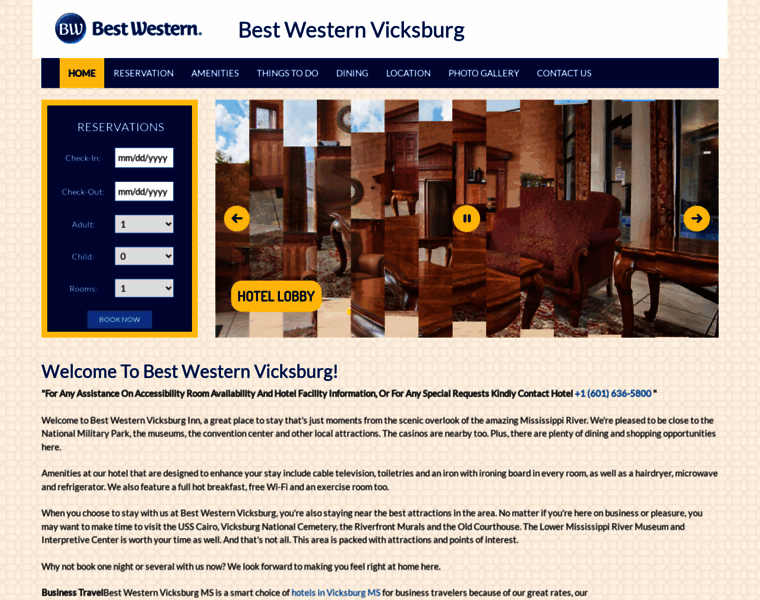 Bestwesternvicksburg.com thumbnail