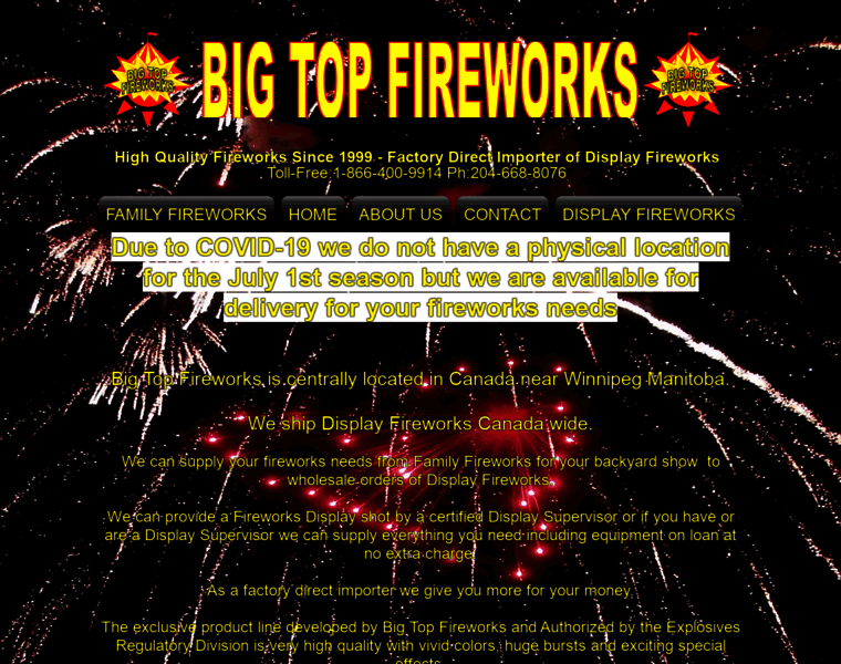 Bigtopfireworks.ca thumbnail