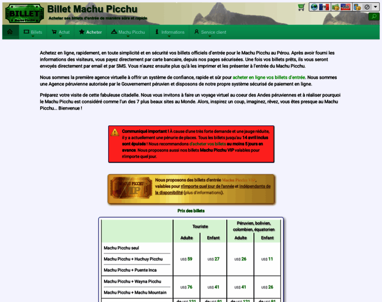 Billet-machupicchu.com thumbnail