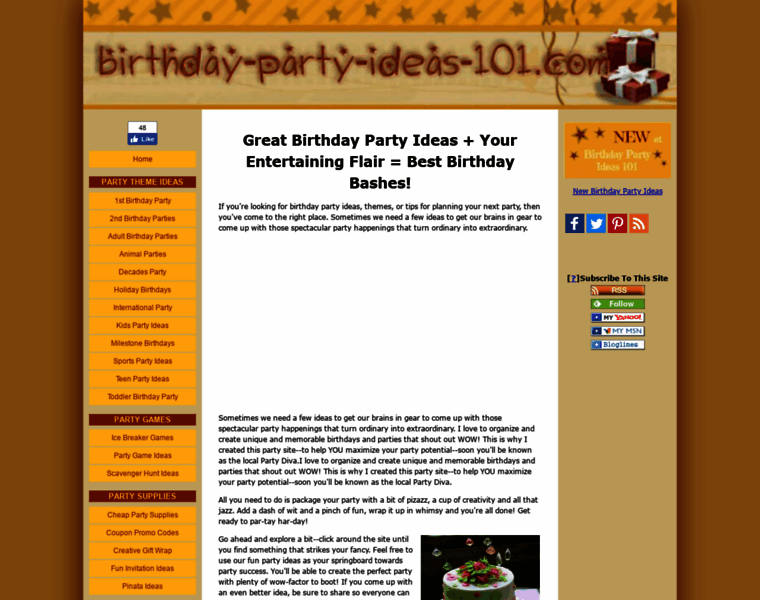 Birthday-party-ideas-101.com thumbnail