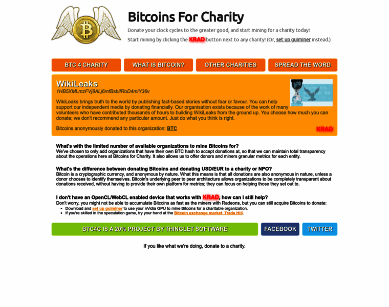 Bitcoinsforcharity.org thumbnail