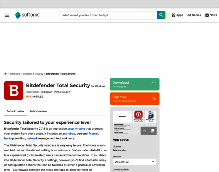 Bitdefender-total-security.en.softonic.com thumbnail