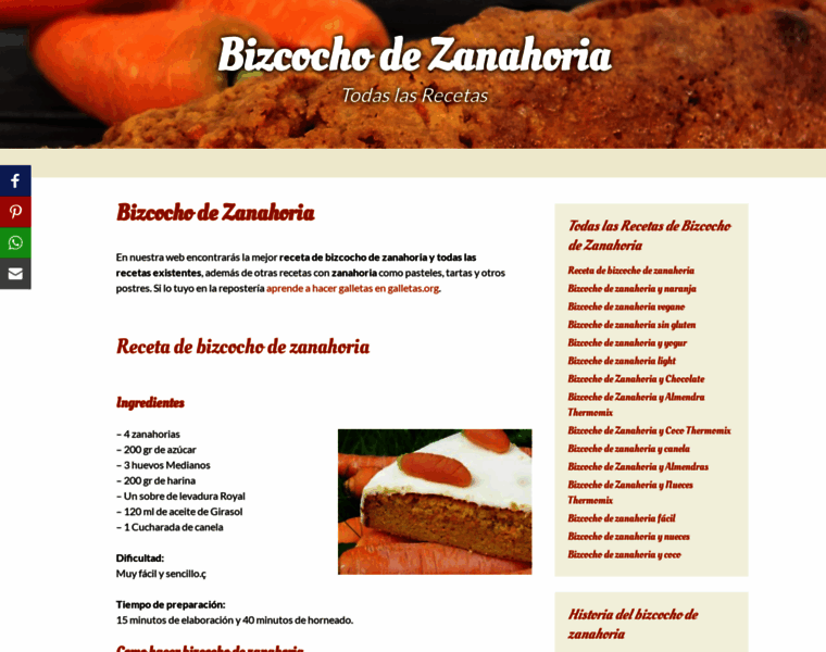 Bizcochodezanahoria.es thumbnail