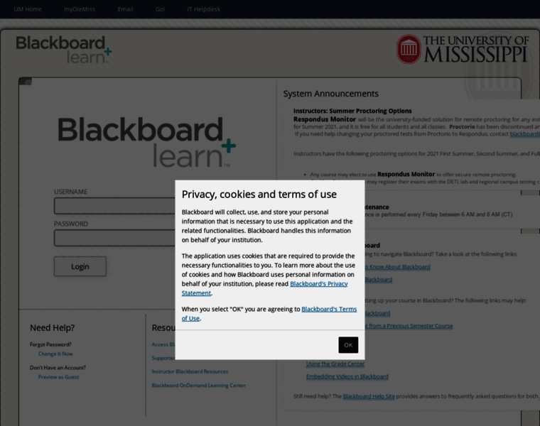 Blackboard.olemiss.edu thumbnail