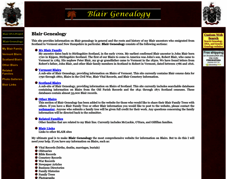 Blairgenealogy.com thumbnail