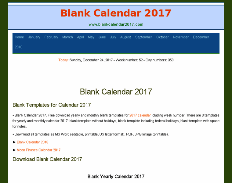 Blankcalendar2017.com thumbnail